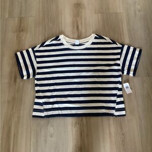Old Navy Navy and White Striped Kids Tee